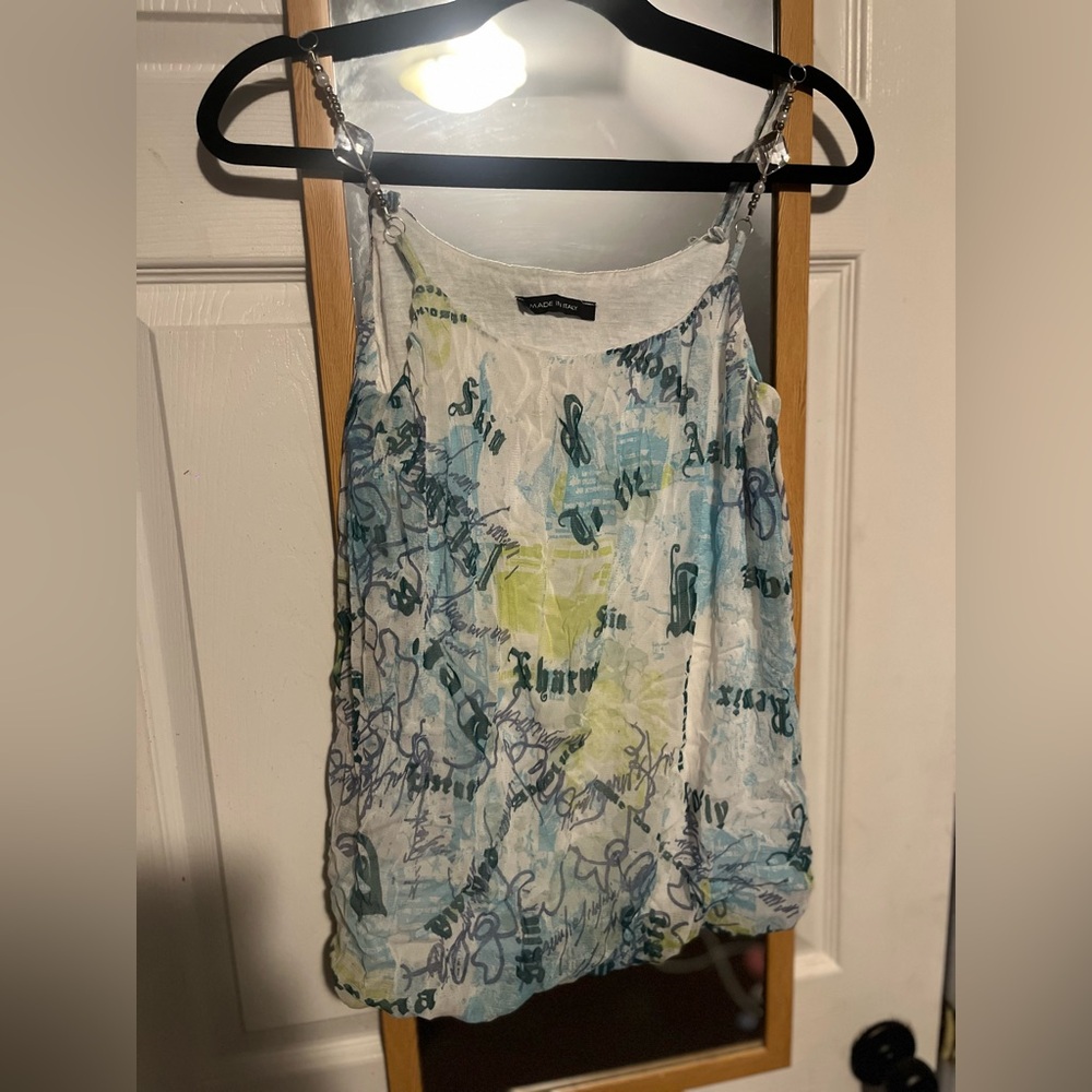 Y2K Tank Top Size Small, Made in Italy Top With Beaded Straps, Y2K top